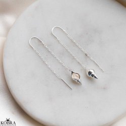 "Pearl Breeze" perlereringe i slv med konkylie og gte ferskvandsperler