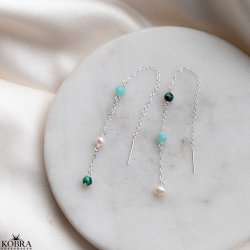 "Green Harmony" elegante perle reringe i slv