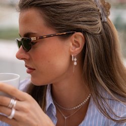 "Luna Mae" threader earring in sterling silver with genuine freshwater pearls