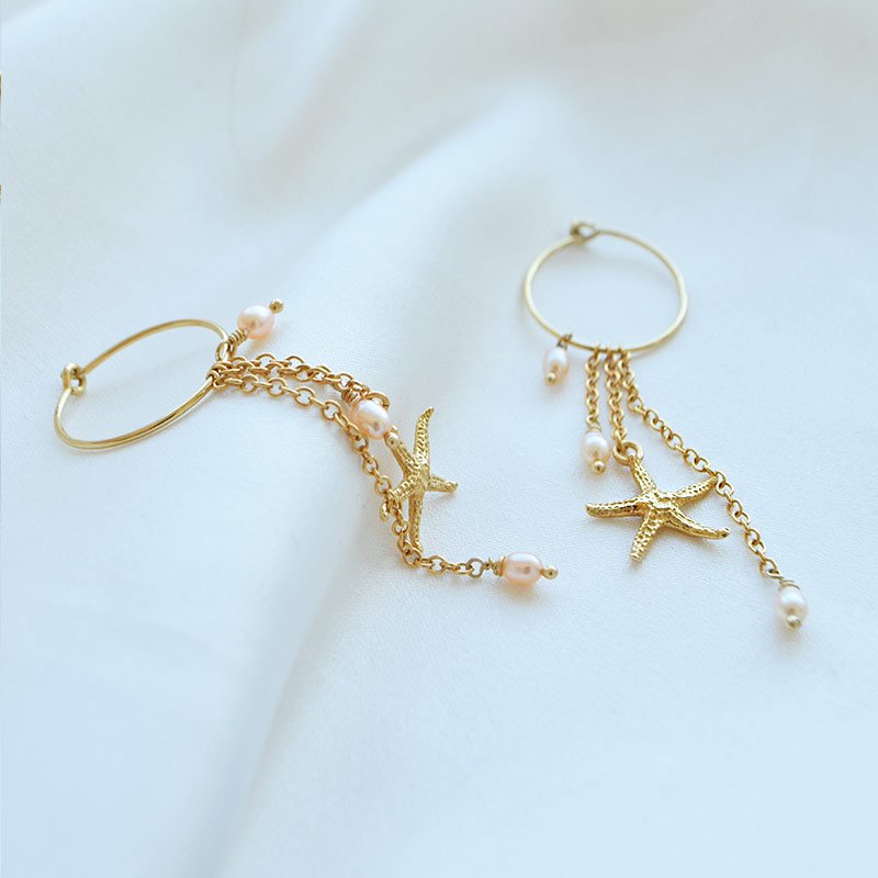 "Sea Of Love" 18k forgyldte hoops med ferskvandsperler