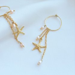 "Sea Of Love" 18k forgyldte hoops med ferskvandsperler