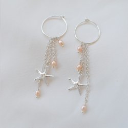 "Sea Of Love" hoops i s�lv med ferskvandsperler