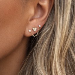 "Juliette" 18 karat gold plated heart stud earrings with stones