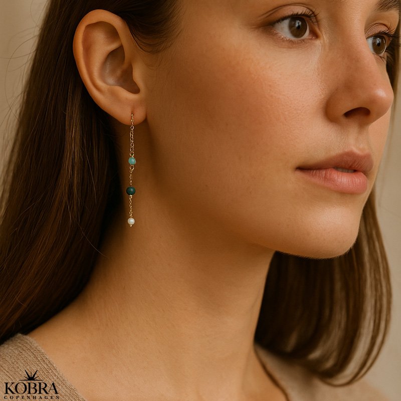 "Green Harmony" 18 karat forgyldte elegante perle reringe