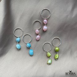 "Sugar" silver earrings with green freshwater pearls