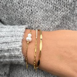 "Ruby" gold-plated bracelet with chain and stones