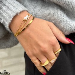 "Ruby" gold-plated bracelet with chain and stones