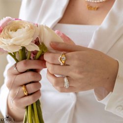 "Casablanca" pearl ring in silver with genuine freshwater pearls