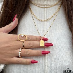 "Cookie" 18 karat forgyldt ring med gte ferskvandsperler