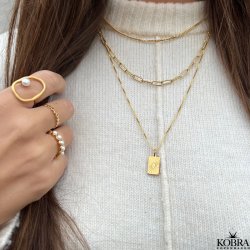 "Cookie" 18 karat forgyldt ring med gte ferskvandsperler