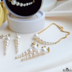 "Paloma" guld panzerkde armbnd med gte perler