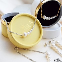 "Paloma" silver necklace with pearls on 2 mm panzer chain