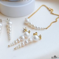 "Paloma" guld panzerkde armbnd med gte perler