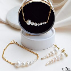 "Paloma" guld halskde med gte perler p 2 mm panzerkde