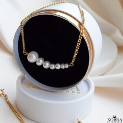 "Paloma" guld halskde med gte perler p 2 mm panzerkde