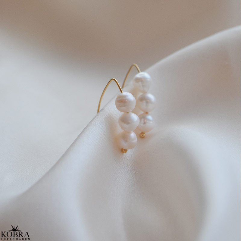 "Soline" 18k Gold Plated Earrings with Genuine Freshwater Pearls