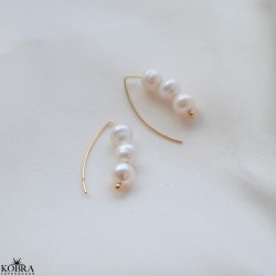 "Soline" 18k Gold Plated Earrings with Genuine Freshwater Pearls