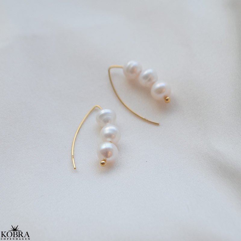"Soline" 18k Gold Plated Earrings with Genuine Freshwater Pearls