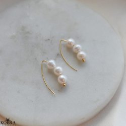 "Soline" 18k Gold Plated Earrings with Genuine Freshwater Pearls