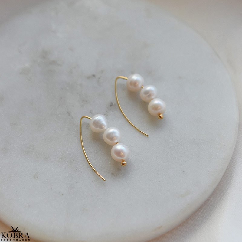 "Soline" 18k Gold Plated Earrings with Genuine Freshwater Pearls