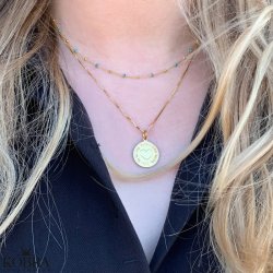 "Alba" ball necklace with colored enamel balls in gilt