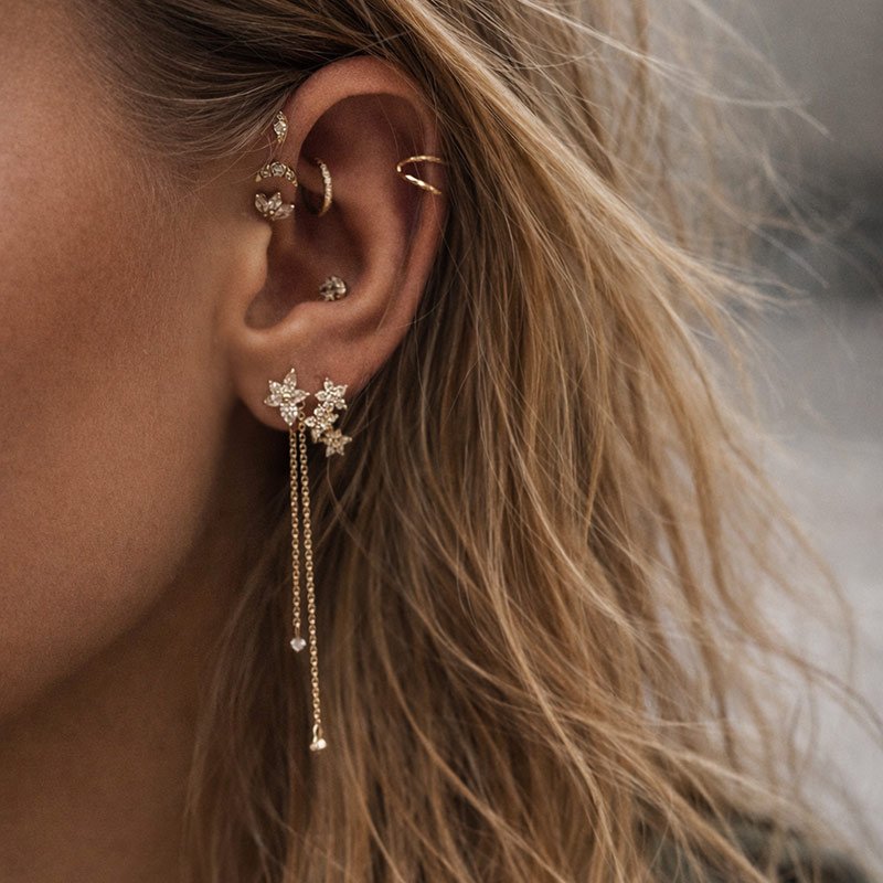 "Lilje" 18k gold-plated floral drops