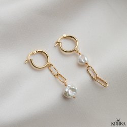 "Pilgrimme" 18 karat forgyldte perlereringe med chunky kde