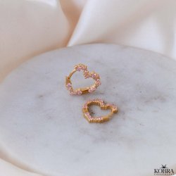 "Mikami" sm guld hjerte reringe med lyserde sten