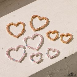 "Mikami" store slv hjerte reringe med lyserde sten