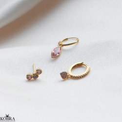 "Pink Passion" 3 stk guld reringe med pink tema