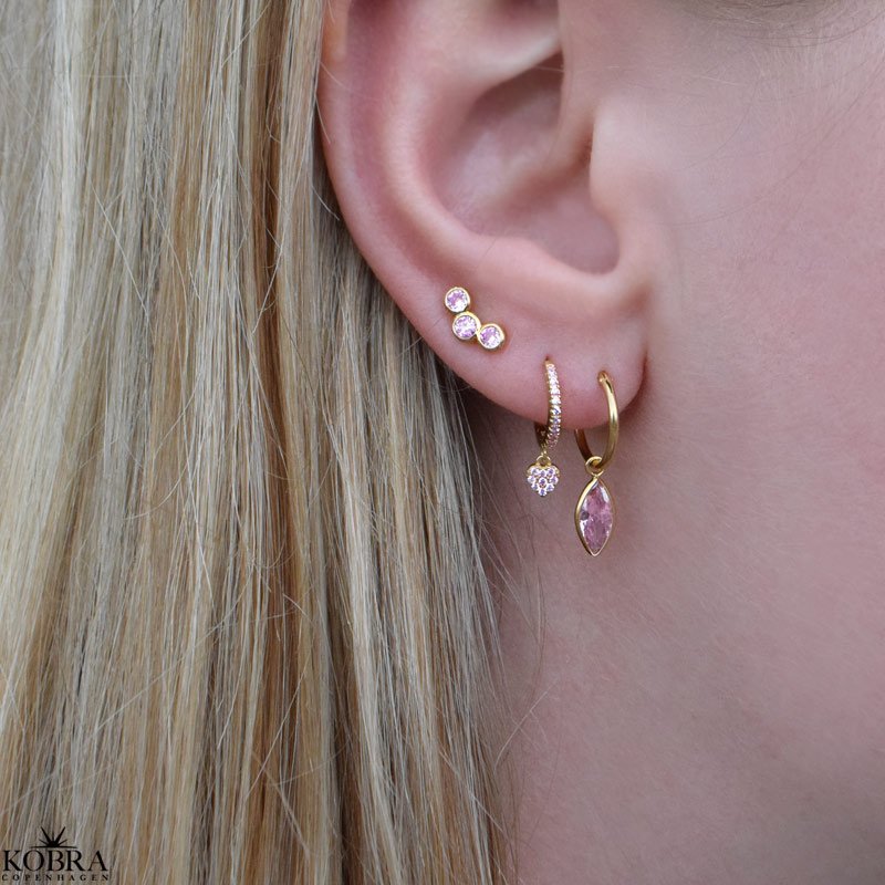 "Pink Passion" 3 stk guld reringe med pink tema