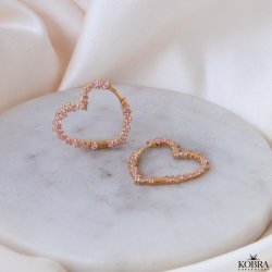 "Mikami" store guld hjerte reringe med lyserde sten