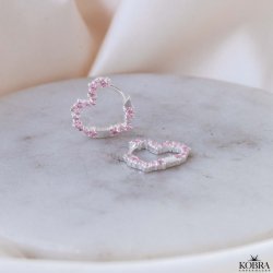 "Mikami" sm slv hjerte reringe med lyserde sten