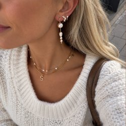 "Polina" 18k forgyldte �reringe med rosa ferskvandsperler