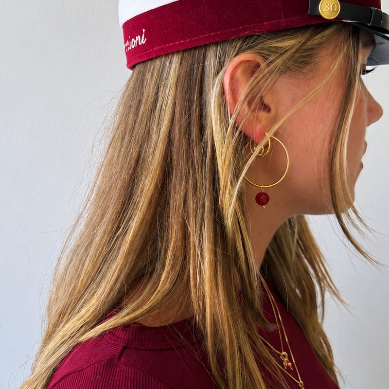 "Poppy" hoops med r�de agater (large)