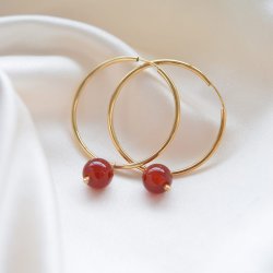 "Poppy" hoops med r�de agater (large)