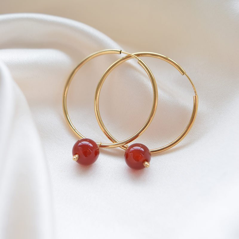 "Poppy" hoops med r�de agater (large)