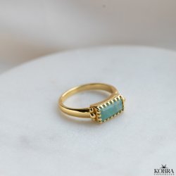 "Princess" guld ring med grn amazonit