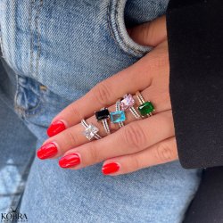 "Vanity" slvring med sort zirkonia sten