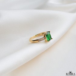 "Vanity" 18 karat forgyldt ring med grøn zirkonia sten
