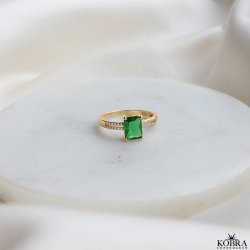 "Vanity" 18 karat forgyldt ring med grøn zirkonia sten