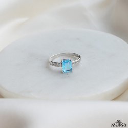 "Vanity" smuk prinsesse sølv ring med blå zirkonia sten