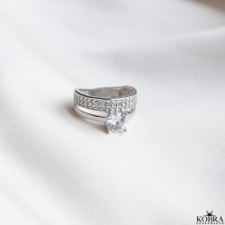 "Stella" 2-i-1 ring med hvide sten i sterling slv