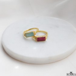 "Princess" guld ring med grn amazonit