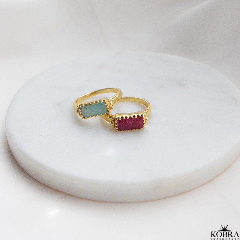 "Princess" guld ring med grn amazonit