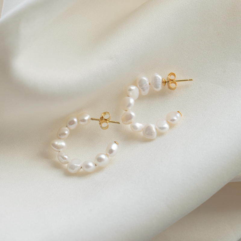 "Maggie" guld perle hoops / �reringe