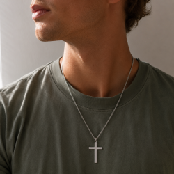 "Promise" cross necklace in steel with engraving