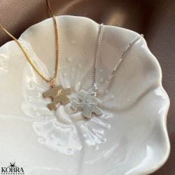 "BFF" friendship necklace in silver and gold-plated