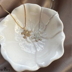 "BFF" friendship necklace in silver and gold-plated