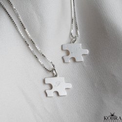 "BFF" friendship puslespil halskder i slv inklusiv personlig gravering